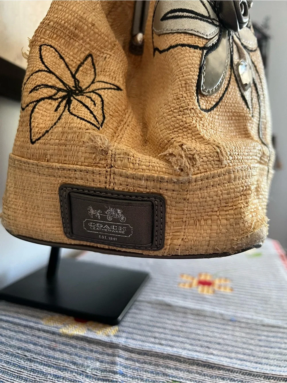 Coach 10th Anniversary 2008 Hampton Straw Kisslock Shoulder Bag Y2k REHAB Bag